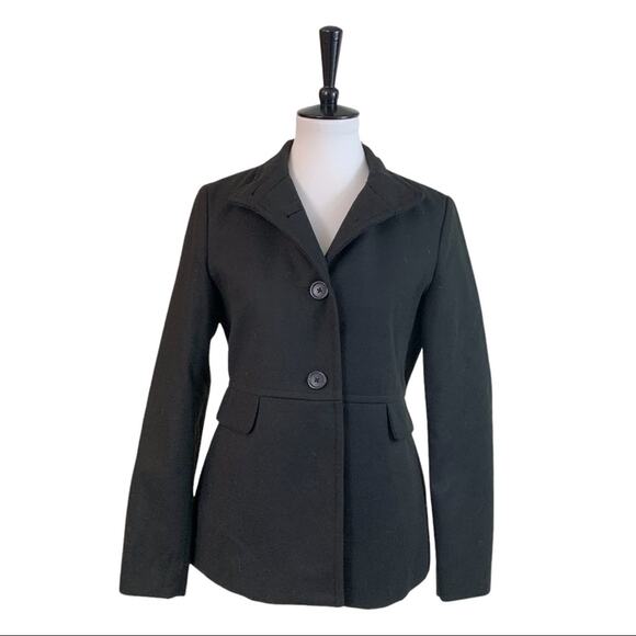 Old Navy Black High Neck Peplum Pea Coat Winter Jacket Women's Size Small - Picture 1 of 12